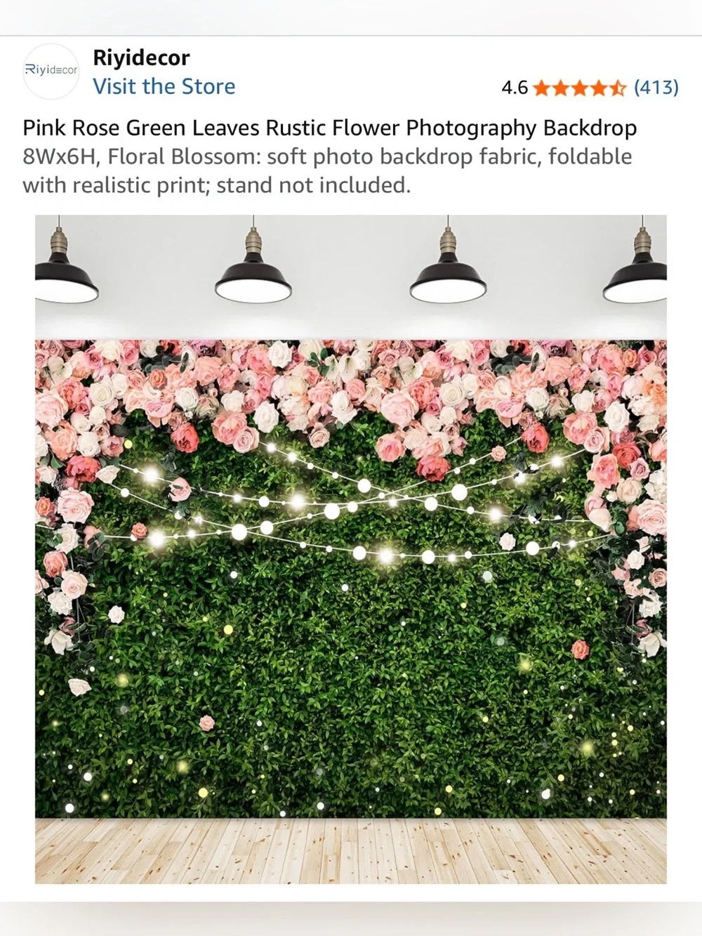 Floral Greenery Backdrop with Pink Rose Garland for Home Parties